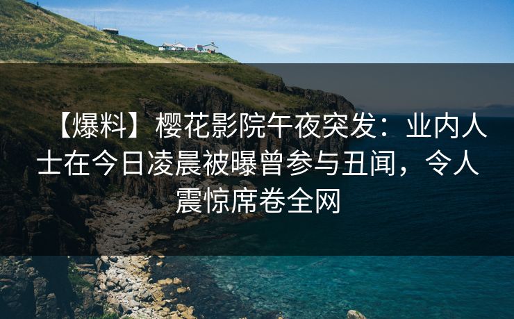 【爆料】樱花影院午夜突发：业内人士在今日凌晨被曝曾参与丑闻，令人震惊席卷全网